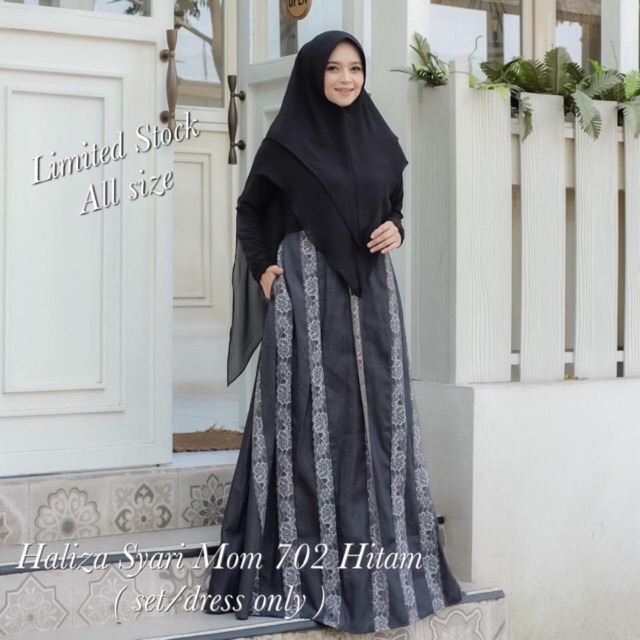 Haliza 702 hitam (gamis aja) original by haliza syari