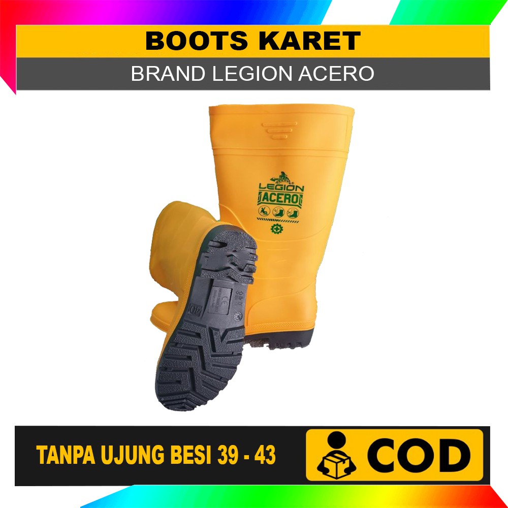 SEPATU KARET SAFETY RAIN BOOTS TANPA UJUNG BESI ACERO