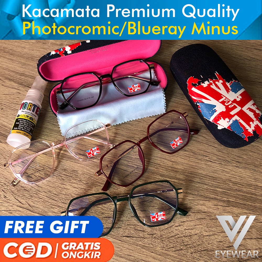 Kacamata Premium LeCool 8890 Original Impor Photocromic Blueray Bluecromic MINUS/PLUS/SILINDER (Pria &amp; Wanita)