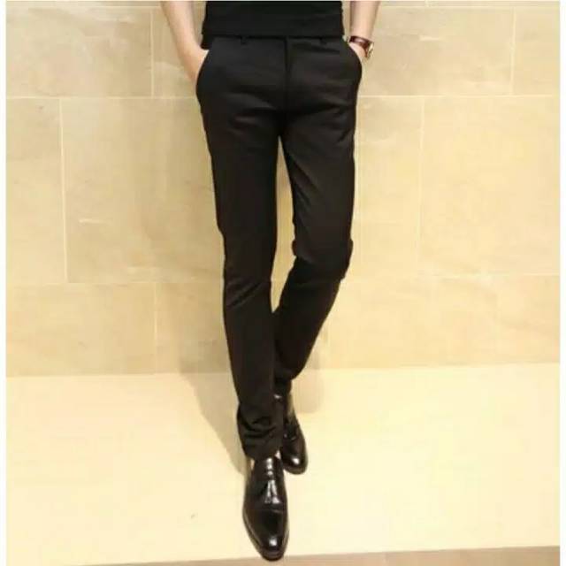 Celana Formal Kerja Pria Slimfit Warna Hitam Murah Size 27-38 Caldin Bahan Kain Teflon Halus Nyaman.