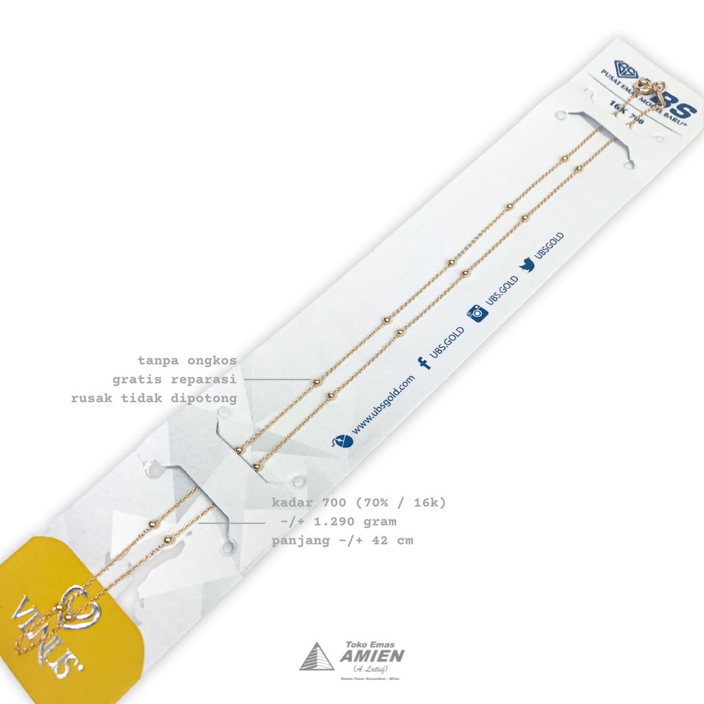 Toko Emas Amien Kalung Emas Asli UBS Kadar 700 (70% / 16K) 1.290 Gram - Kalung Venus Jedar Puff 1 La