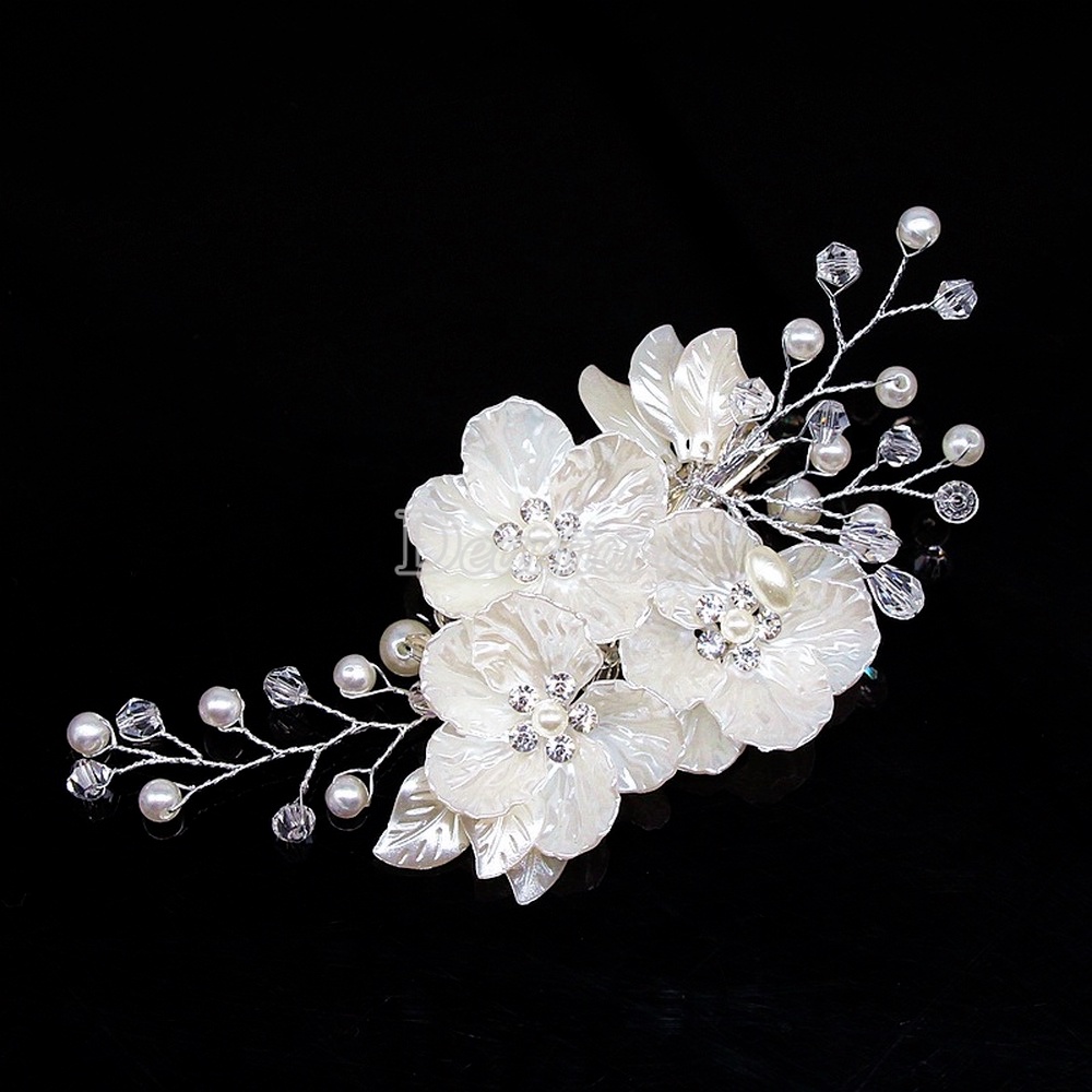 Bridal Headdress Korean Hand-woven White Flower Side Clip