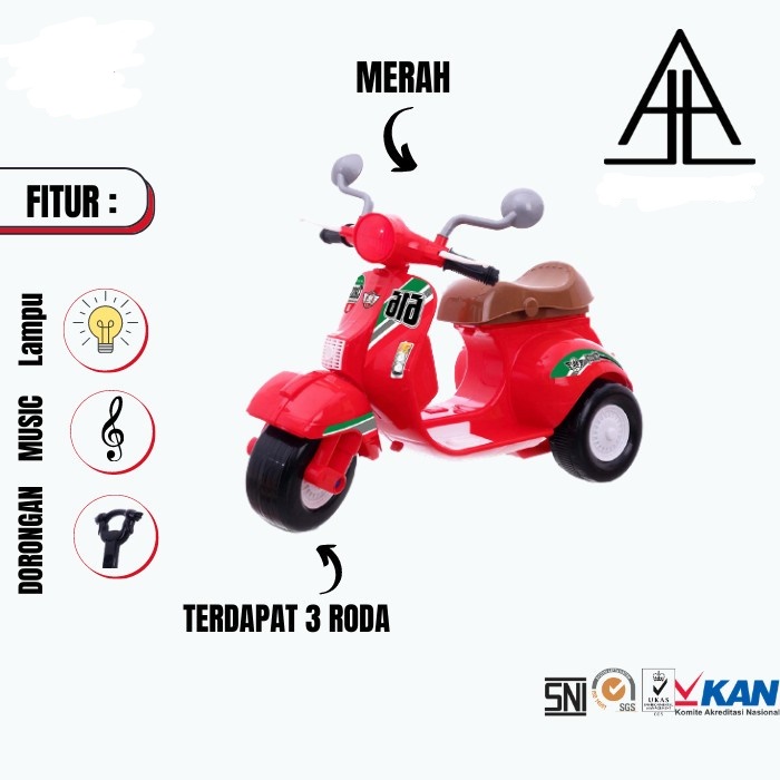 Mainan Anak Motor Vespa Dorong / Vespa Mini - MV 616 MV616 MV-616