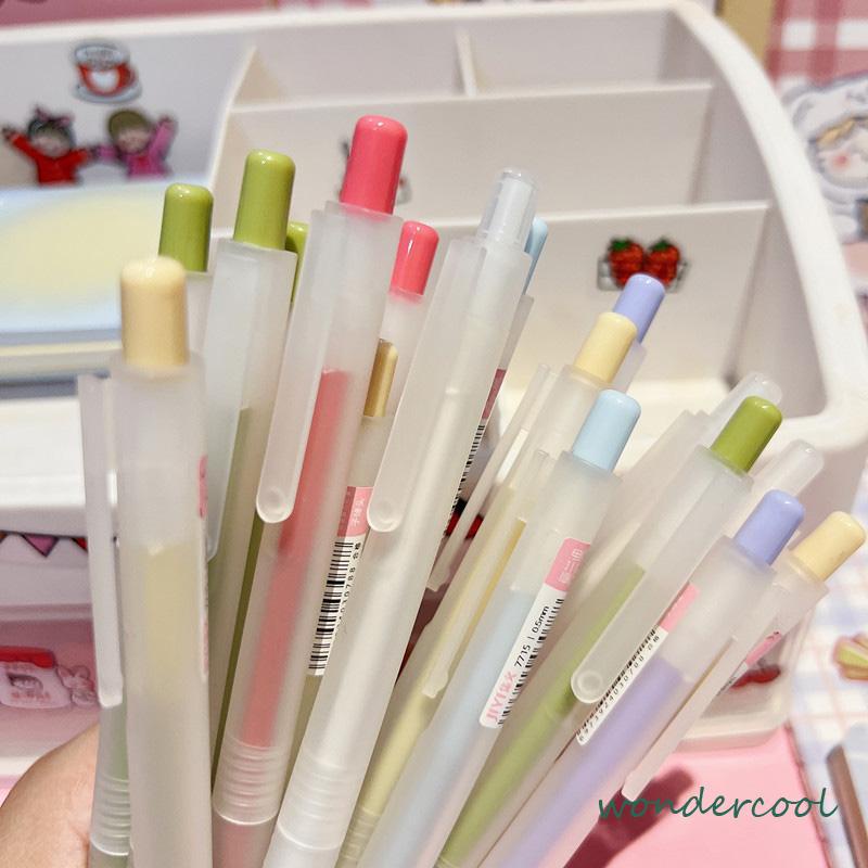 Pena Air Tipe Dorong Buram Transparan 0.5mm Pena Karbon Peluru Pena Gel Mahasiswa Kreatif-Won