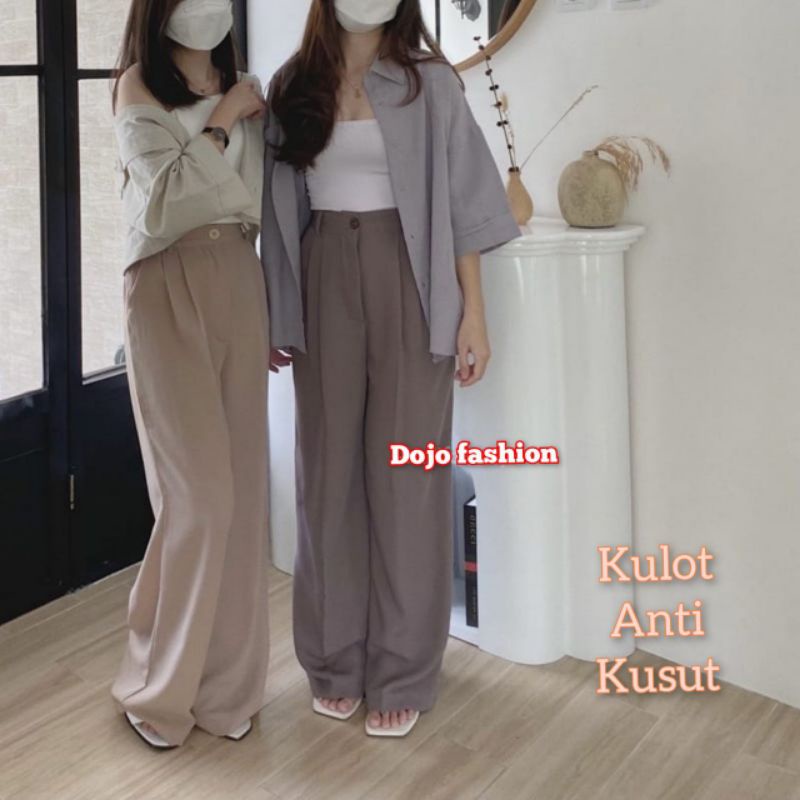 DOJO 005 Loose Trousers Pants Celana Kulot Casual Polyester Premium Celana Anti Kusut