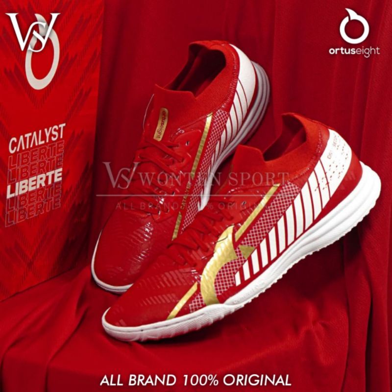 Sepatu Futsal Ortuseight Catalyst Liberte IN SE - Ortred/White 11020283 Original
