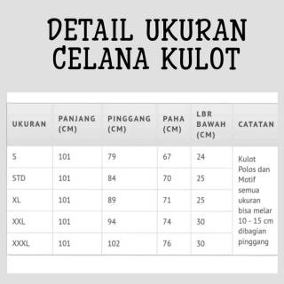 UKURAN SMALL CELANA  KULOT  PUTIH  HITAM  22 WARNA HW 