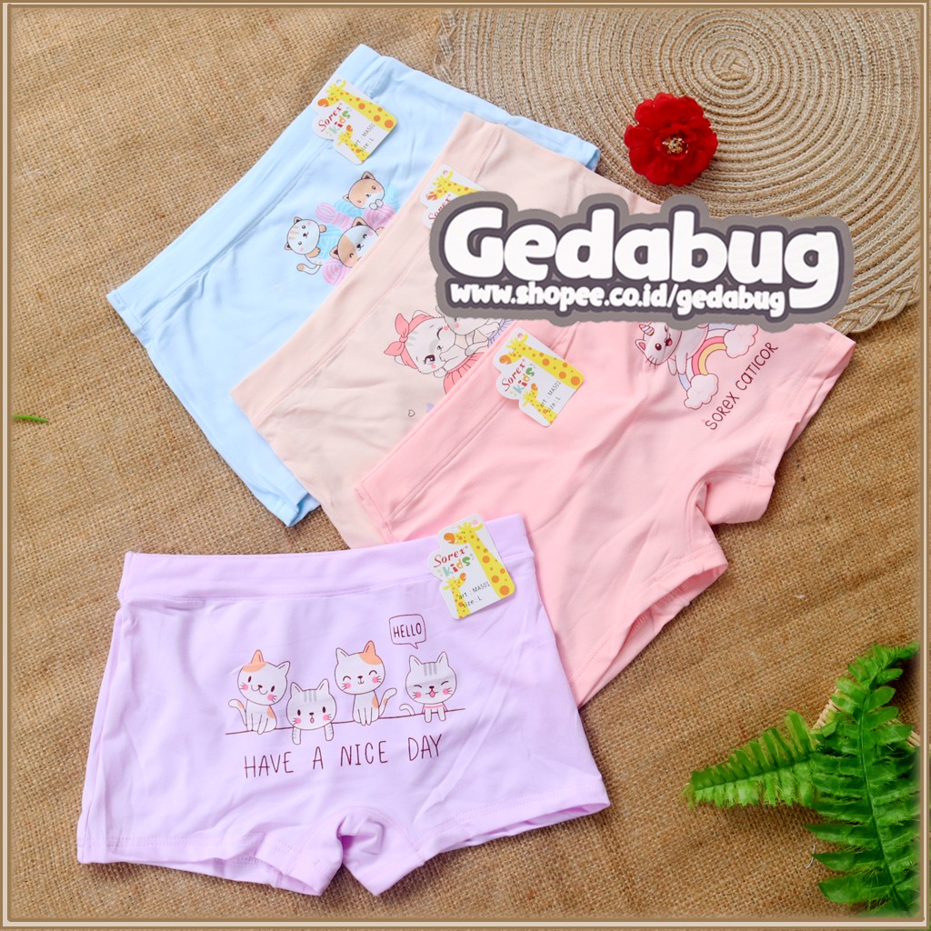 3 Pcs - Celana dalam Boxer anak Sorex Kids MA501 / MA 501 Sweet Playfull | CD anak super soft  | Gedabug