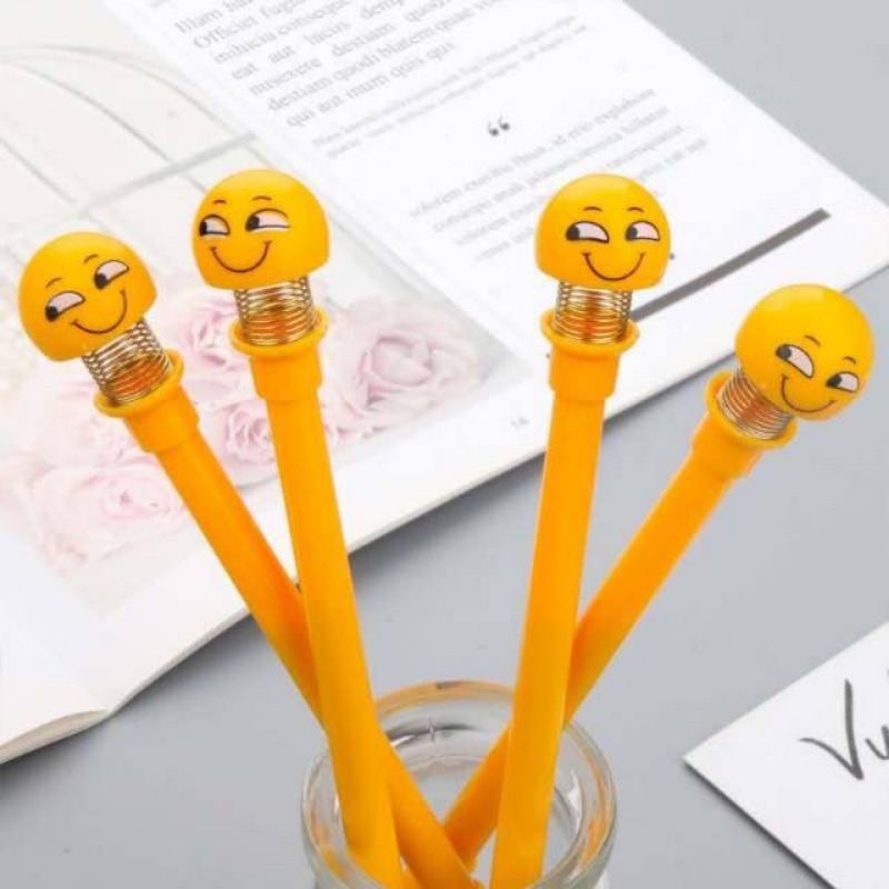 PULPEN SPRING DOLL Pen Karakter Emoji Dora Rabbit Per Goyang