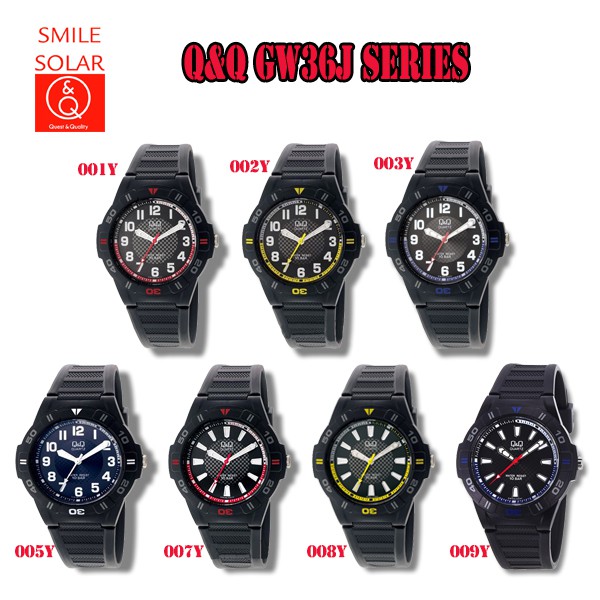 SALE Jam Tangan Pria Sporty Casual Rubber Analog Original Q&amp;Q QNQ QQ GW36 GW36J Series