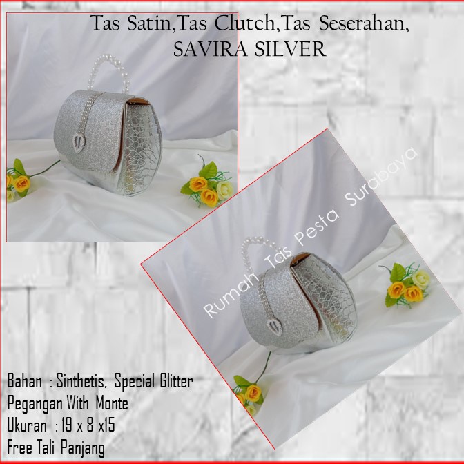 Tas Satin,Tas Clutch,Tas Seserahan,SAVIRA SILVER