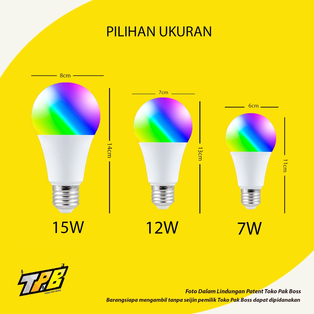 Bohlam RGB Warna Warni 7W  / 18W Lampu Bulb LED Color 7WATT DAN 18WATT Lampu Hias Rumah Kamar WARNA BISA DI SETEL MENGGUNAKAN REMOTE