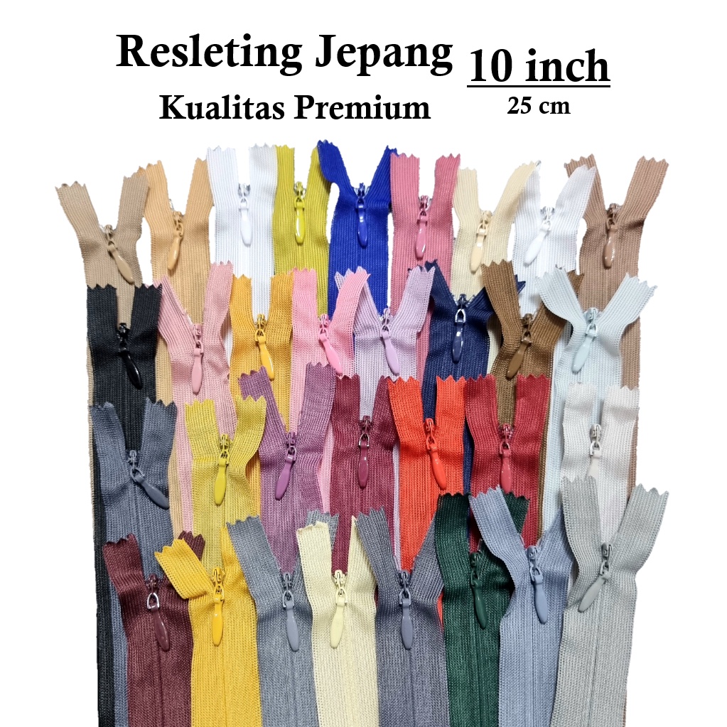 Resleting Jepang Premium SJ/YEE/Lip/Amco 25 cm Per Lusin (12 Pcs) Invisible Zipper Resleting Pakaian Butik Gamis Dress