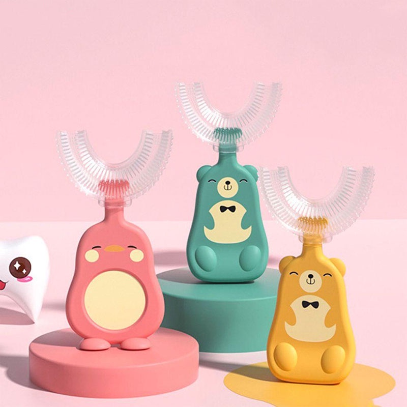 Lucu Kartun Sikat Gigi Anak-Anak Balita Silikon Manual Perawatan Mulut Bentuk U Sikat Gigi Bayi 2-6 Tahun coolcolor