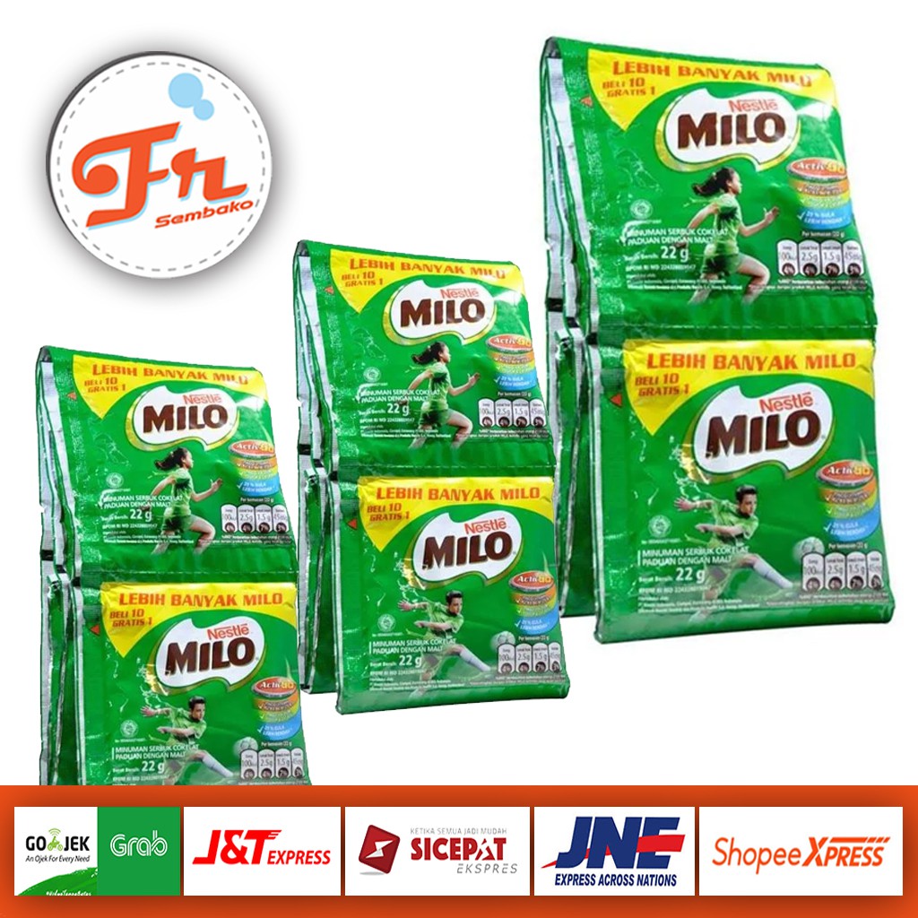 

Milo Cokelat 1 Renteng isi 10 sachet 22gr - BONUS 1 Sachet MILO