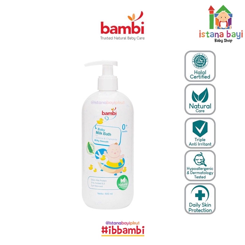 Bambi Baby Milk Bath Pump 500ml - Sabun Bayi