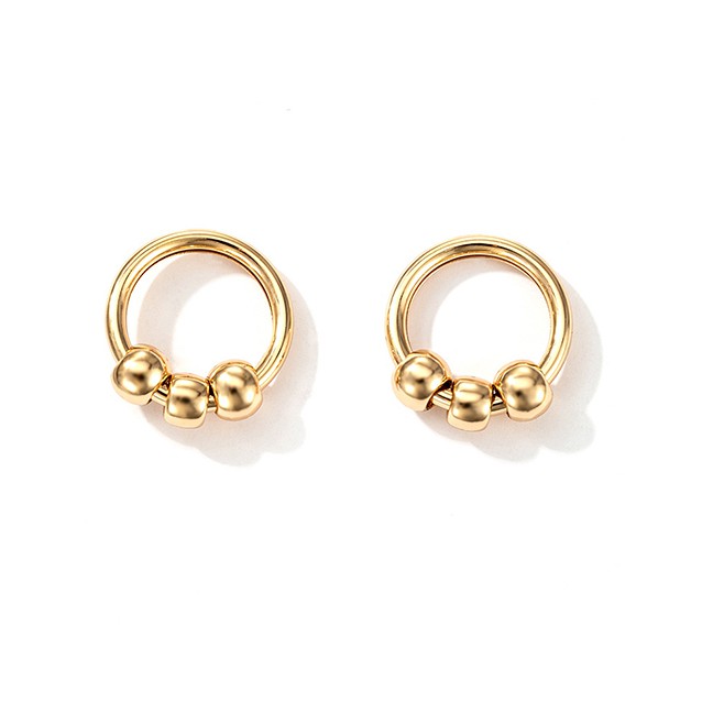 Lrc Anting Tusuk Fashion Golden Metal Geometric Round P75613