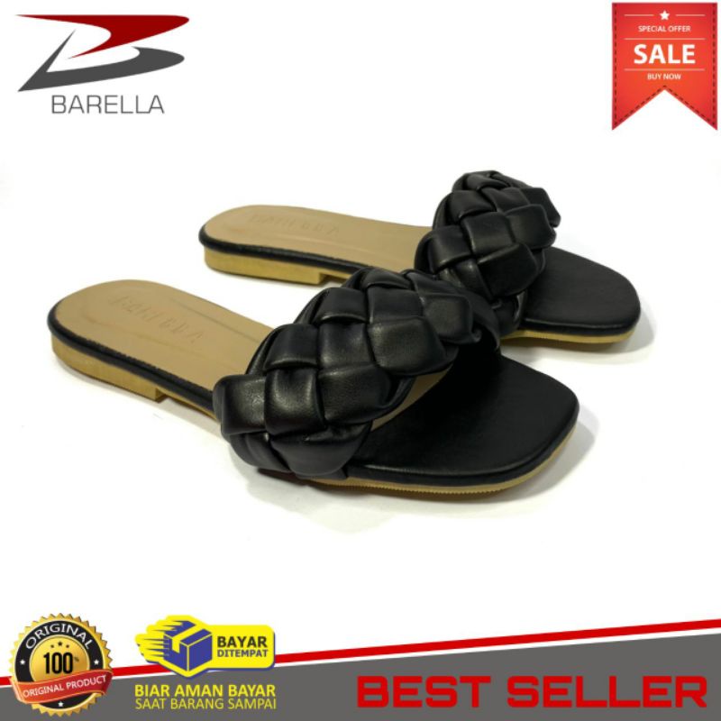 BARELLA sandal wanita teplek model kepang besar-sendal wanita slid