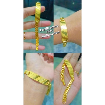 Gelang plat replika emas 24k,persis seperti aslinya,cantik,mewah,bisa disepuh ulang