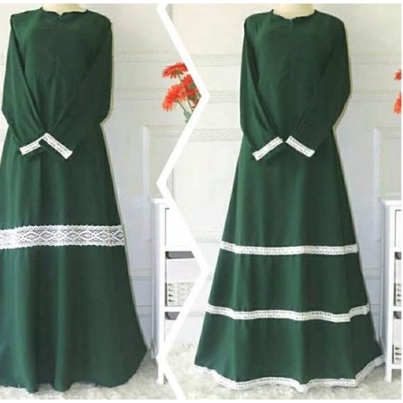 Menarik.. GAMIS Renda 1 & Renda 3 °HIJAU BOTOL°