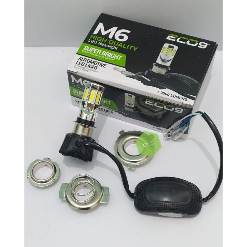 LAMPU UTAMA LED MOTOR 3 SISI DAN 6 SISI ECO9 NINE AC DC HI LOW SOKET H6 H4 H7 MOTOR SUPER TERANG