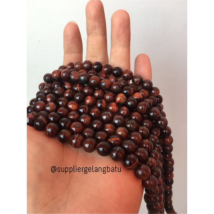 blackred tiger eye biduri sepah merah mata singa 8mm natural akik aksesoris pria wanita fashionita