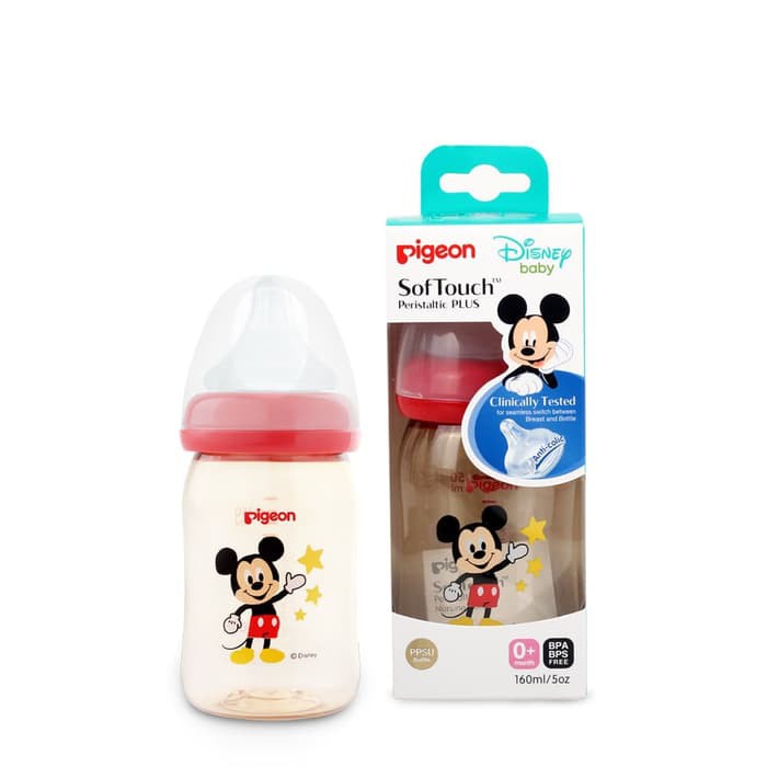 Botol Pigeon PPSU Mickey Minnie wideneck soft touch peristaltic plus 160 ml dan 240 ml