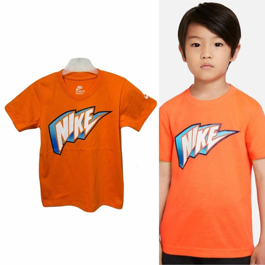 Kaos Katun Anak Laki Perempuan Unisex Nike Orange Size 6y 8y / Kado Baju Katun Murah Adem Bagus Ori 