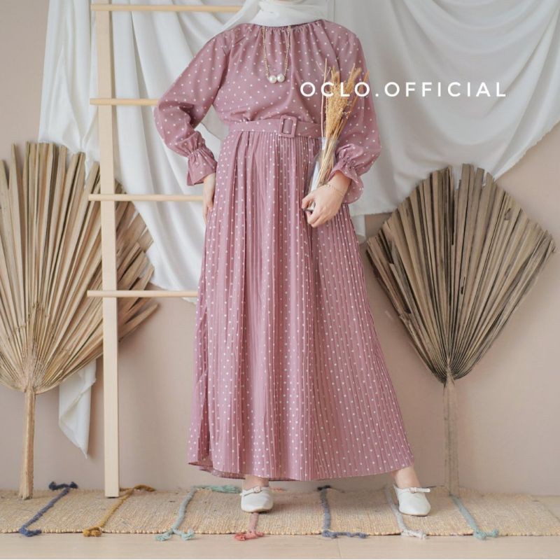 Alphara Dress polka Dusty pink @oclo