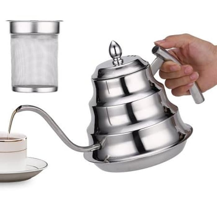 Teko Leher Angsa - Coffee Kettle Gooseneck 1.2L Stainless Steel Silver