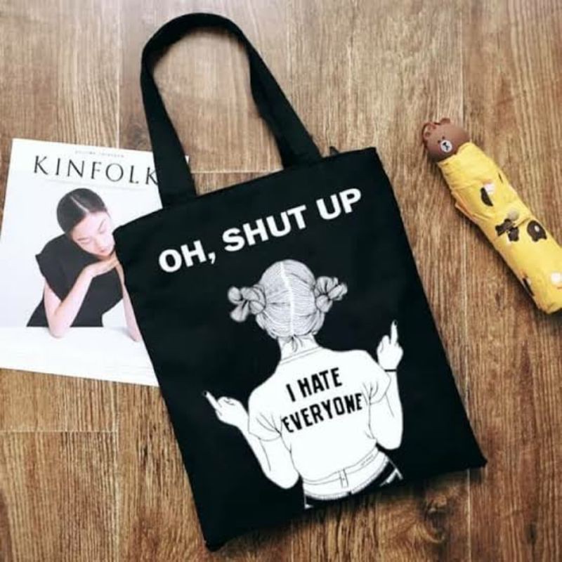 Tas Tote Pakai Resleting Shut up