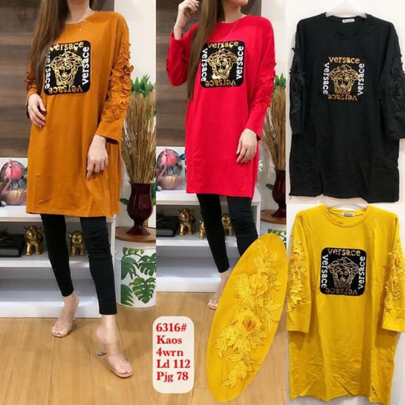 Sale atasan tunik import aplikasi tangan renda