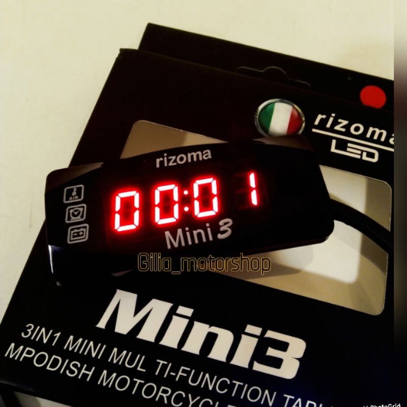 Voltmeter Rizoma Digital 3in1 Waterproof voltmeter Jam Suhu Volt Meter Rizoma 3in1 jam Suhu Aki jam