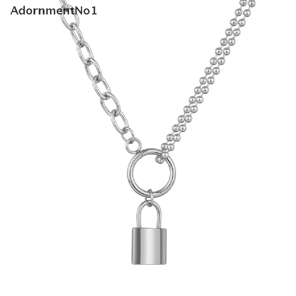 (AdornmentNo1) Kalung Rantai Dengan Liontin Gembok Bahan Stainless Steel Untuk Pria / Wanita