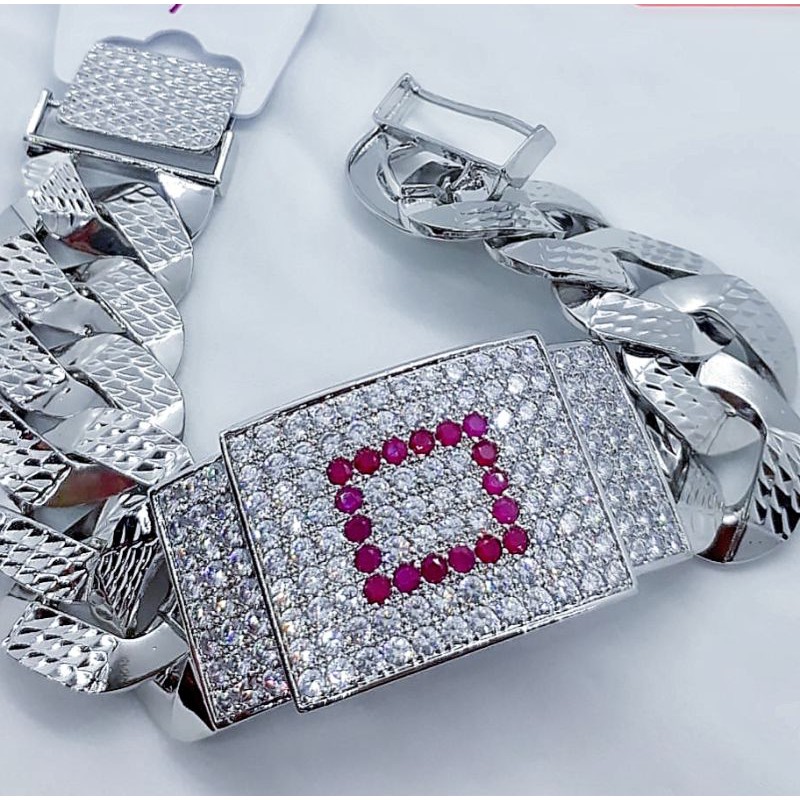 Gelang Xuping Lapis Emas 24K Rantai Plat Silver Mewah