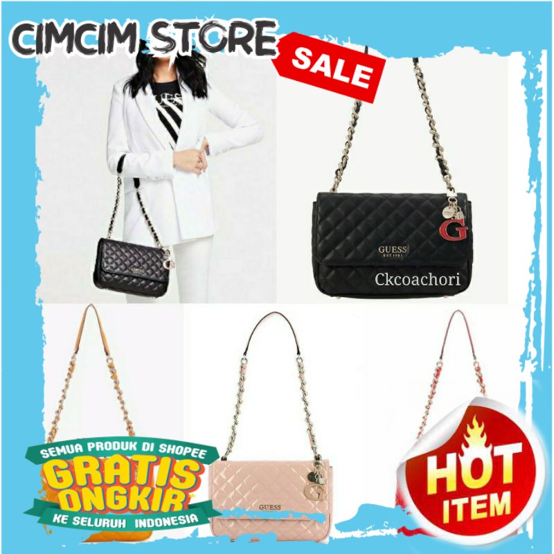 TAS SELEMPANG WANITA IMPORT TERMURAH / Tas Gu3ss Melise Quilted Shoulder Bag Wanita Import #100159