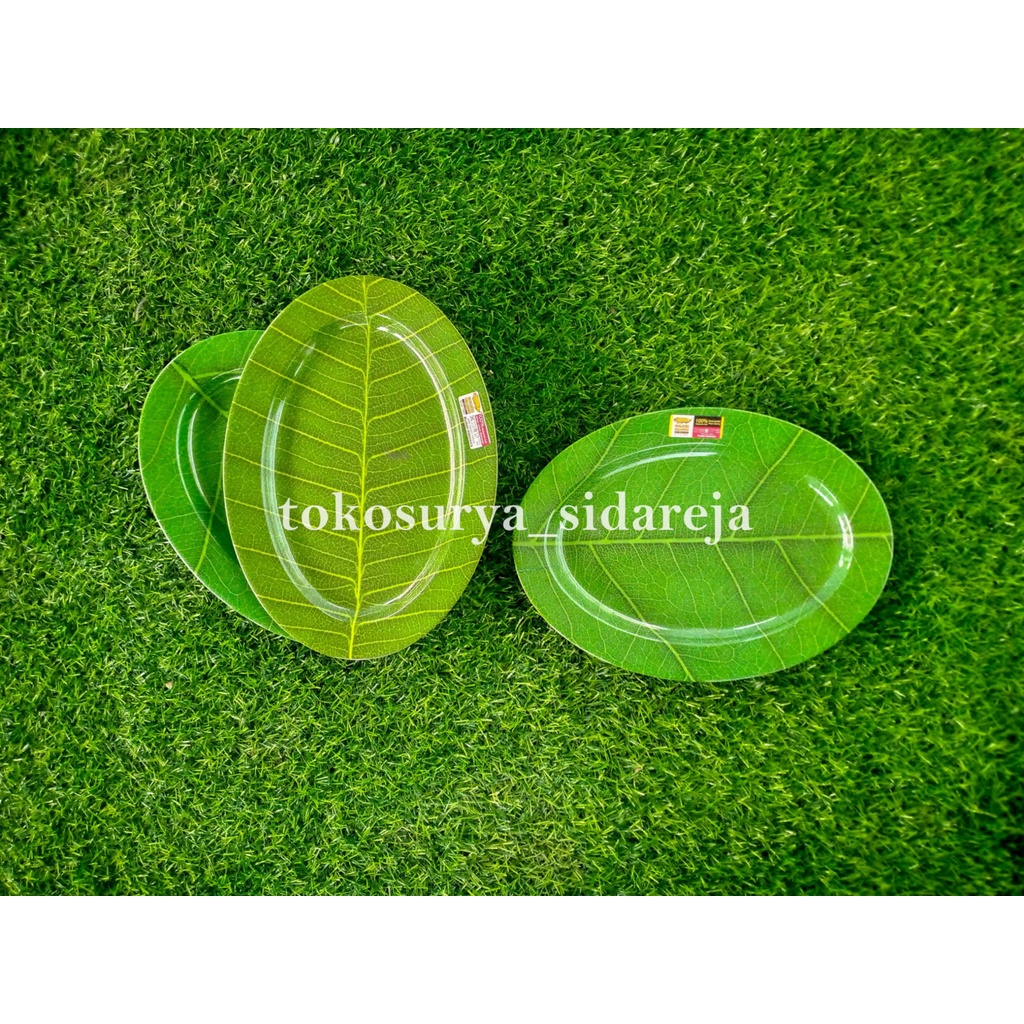 PIRING MELAMIN OVAL DAUN / PIRING MAKAN MELAMIN OVAL / PIRING RATANA MOTIF UKIRAN KOTAK