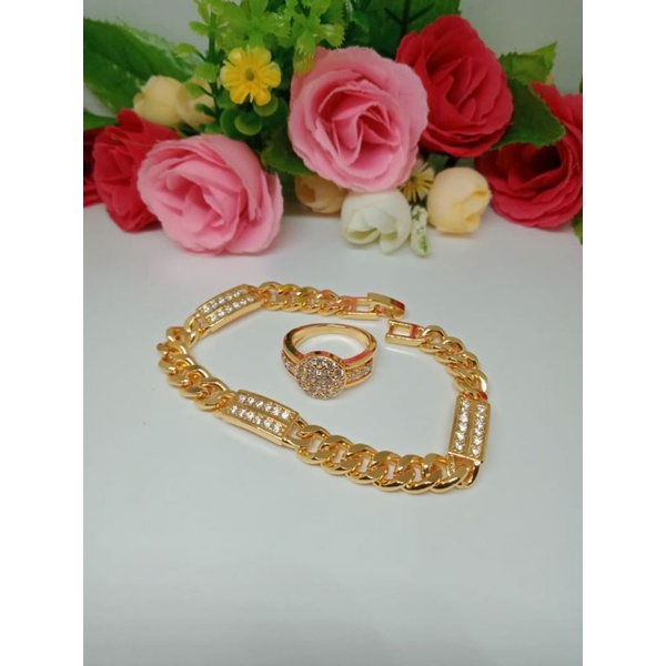 Fourfashion Set Gelang Free Cincin Motif Kekinian HH114