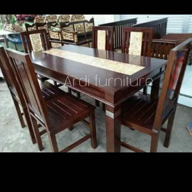 Meja makan 6 kursi jati ukiran jepara