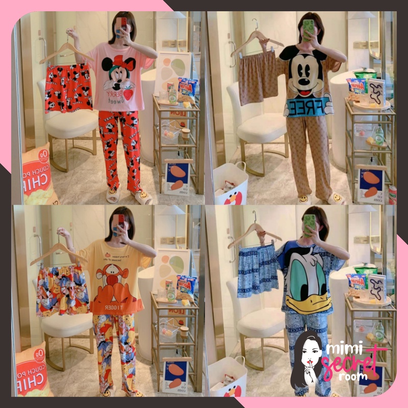 ❤ MIMI ❤ PIYAMA  3 in 1 | PIYAMA LENGAN PENDEK MOTIF |  BAJU TIDUR IMPORT | BAJU TIDUR  3in1 CELANA PANJANG CELNANA PENDEK