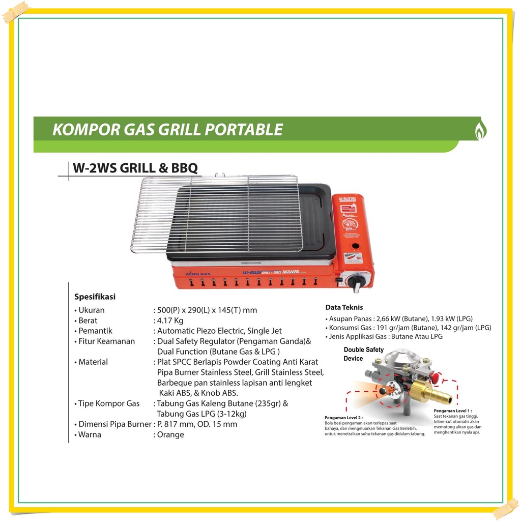 WINN GAS KOMPOR PORTABLE 2WS GRILL & BBQ
