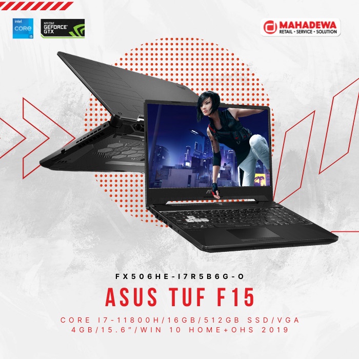 Asus TUF F15 FX506HE-I7R5B6G-O[i7-11800H/RAM 8Gb/SSD 512GB4G/W10+OHS]