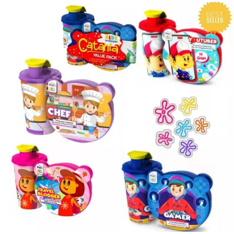 Tempat Bekal Makanan Biggy Catania Set Botol Air Minum + Mangkok Tutup