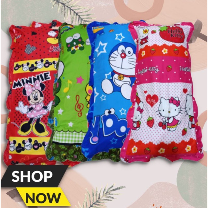BANTAL CINTA + SARUNG MOTIF KARAKTER/DEWASA ORIGINAL UK.45X90CM ISI SILIKON BISA DI CUCI