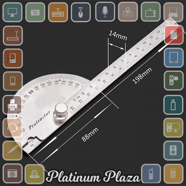 Protractor Penggaris Jangka Roundhead Measuring Ruler Aluminium 14.5cm 180 Degree - `2L9WCL-- Silver