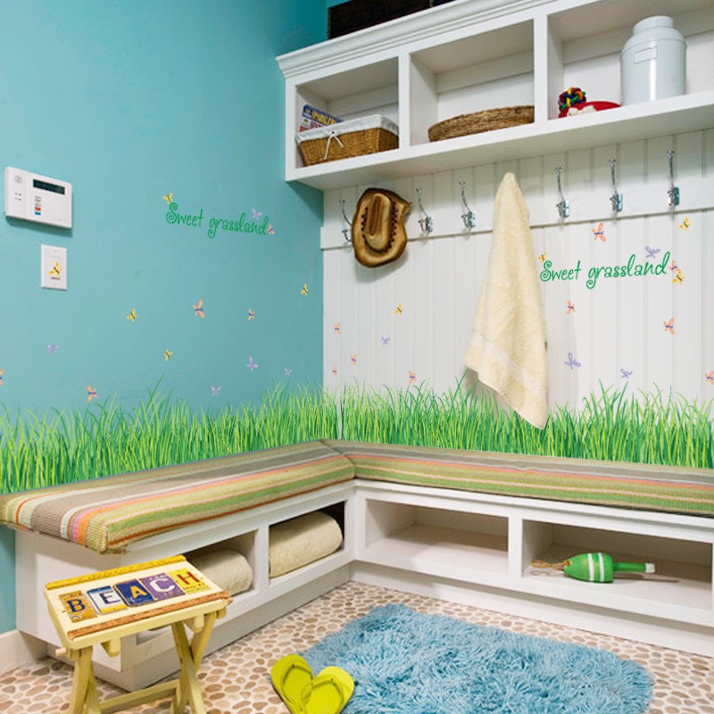 RELIZA WALL STICKER RUMPUT HIJAU GREEN GRASS GARDEN STIKER DINDING SK7090