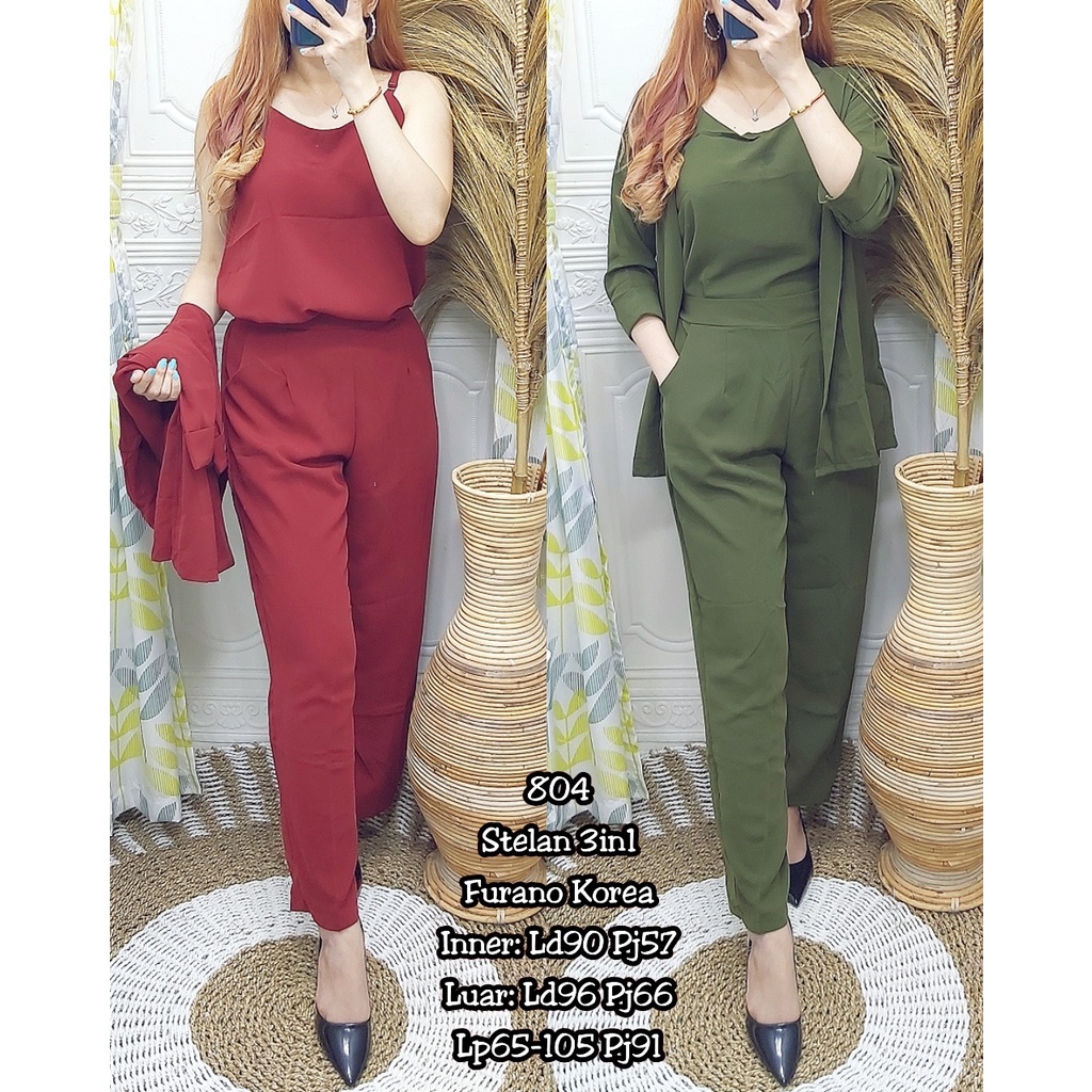 804 Stelan 3in1 Premium Furano Korea Import | Setelan Baju Outfit Kantor Kerja Wanita