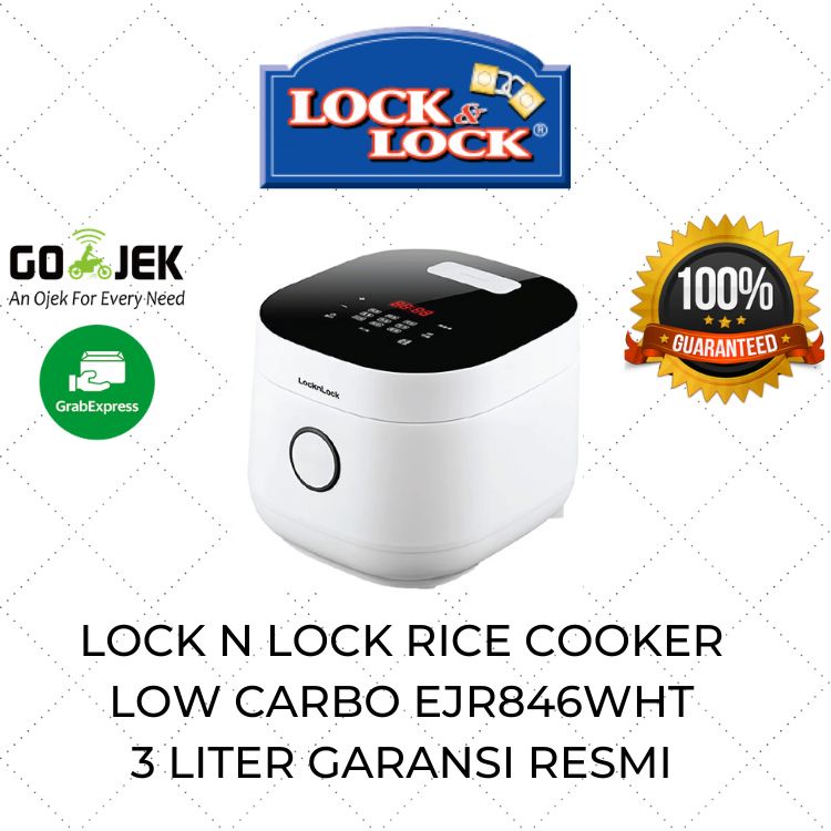 Lock n Lock Rice Cooker Low Carbo Digital 3 Liter EJR846WHT / Magic Com Less Sugar / Mejikom Lock An