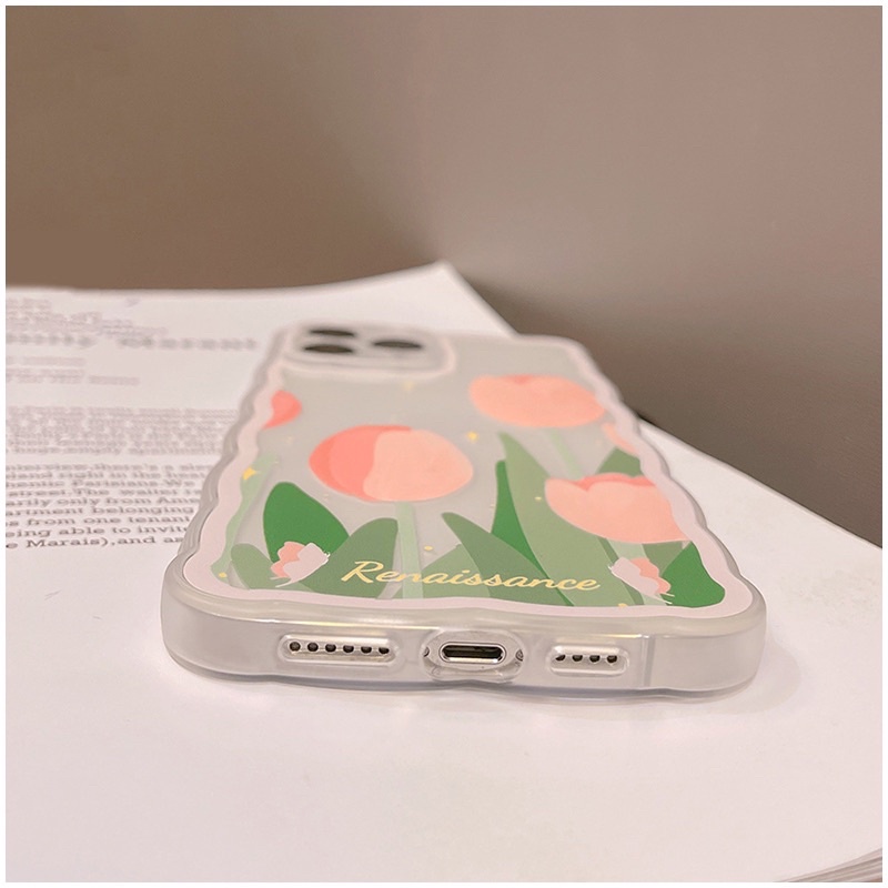 Transparan Tulip Softcase Bunga Case HP Lucu for iphone XS Max XR 11 Pro Max 12 Pro Max 13 Pro Max