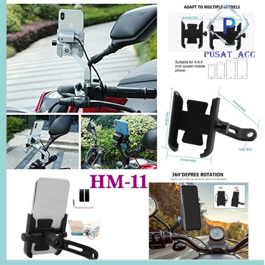 HM11- Holder HP Motor Handphone Holder Spion Motor Metal